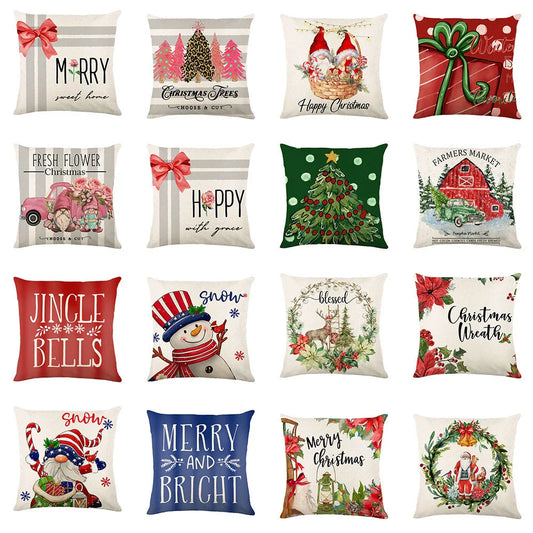 Cozy snowflake throw pillow covers with vibrant holiday designs in multiple color options