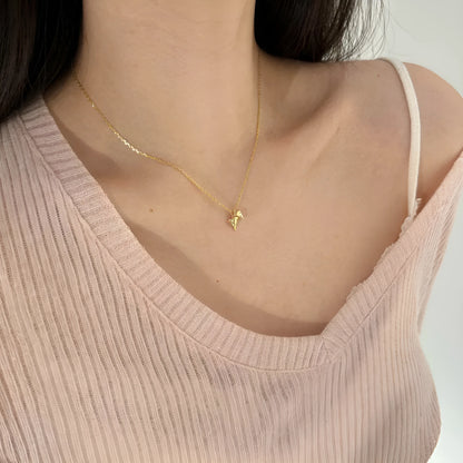 S925 sterling silver necklace with small golden pizza pendant on clavicle chain for women
