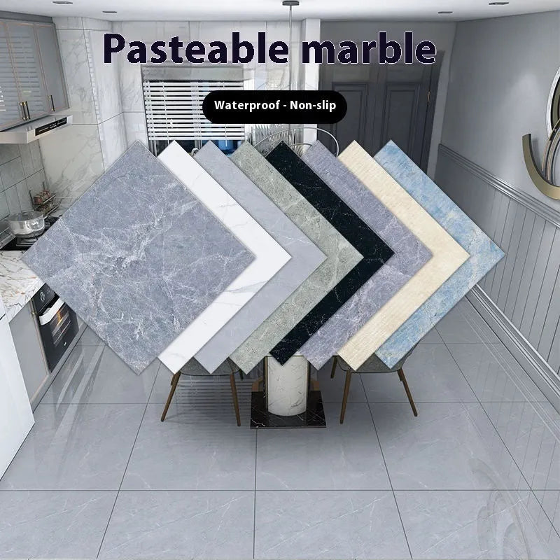 Close-up of geometric pattern marble effect self-adhesive wall sticker measuring 40x40cm