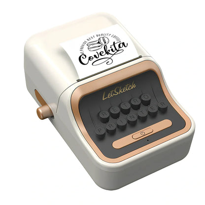 Portable white thermal Bluetooth printer with 40x30mm label roll inserted, dimensions 135x92x60mm