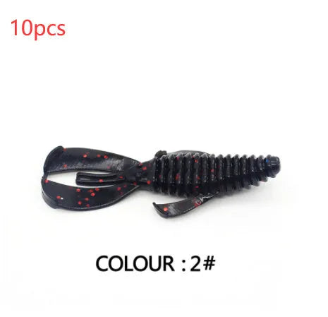 PVC soft plastic fishing lure in assorted colours showing 8cm and 12cm size options for artificial bait fishing.