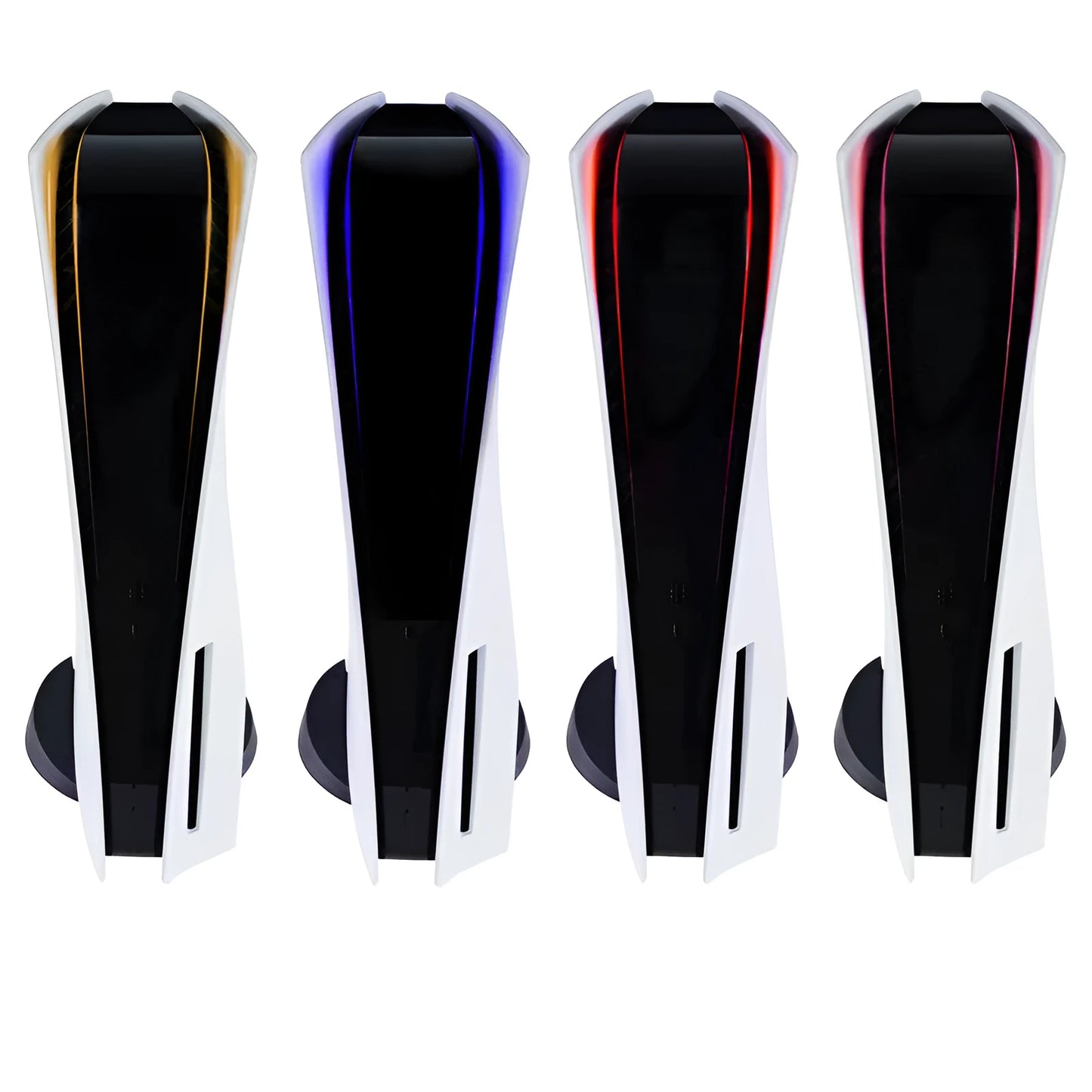 PS5 host LED light bar sticker film in carbon fibre pattern showing four colour options