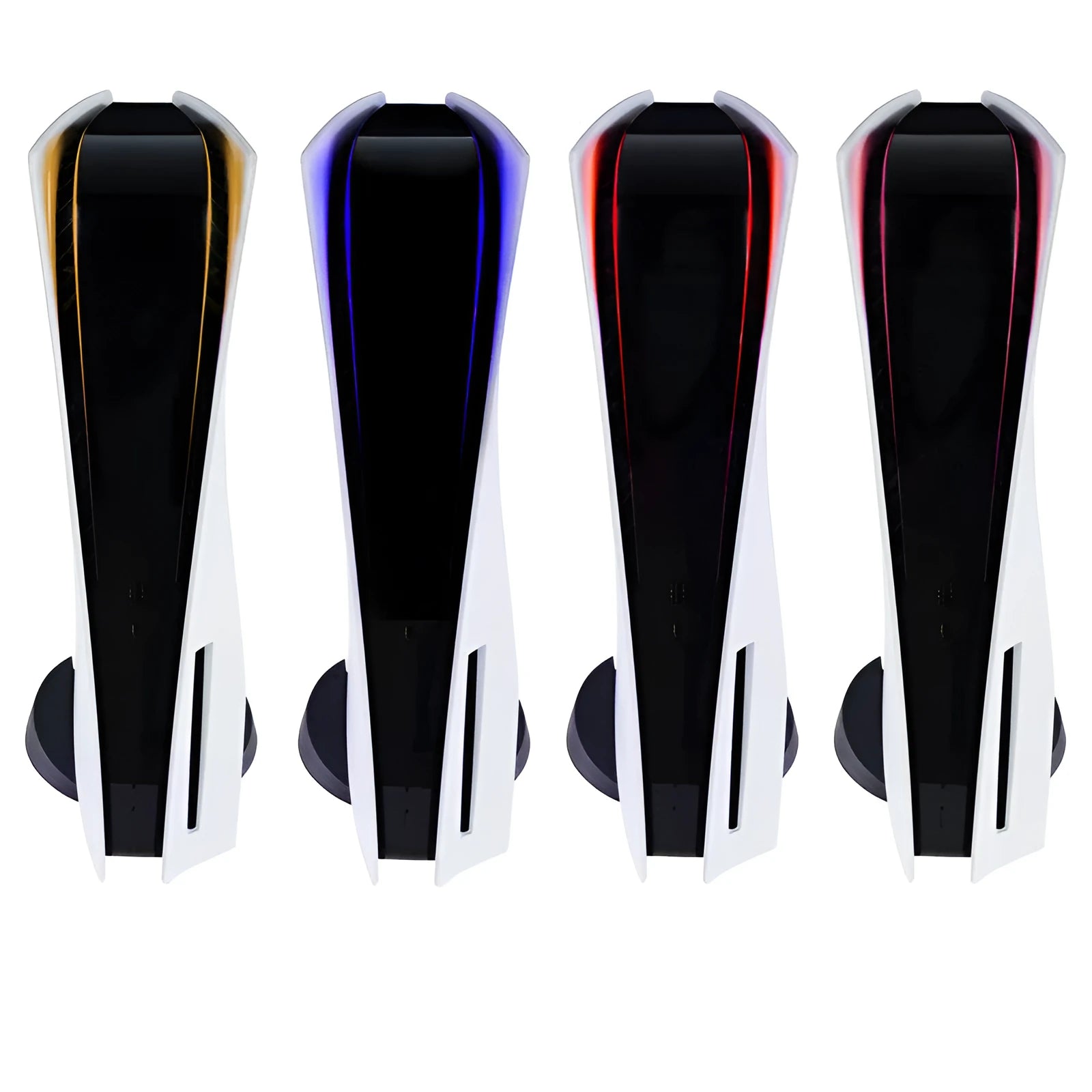 PS5 host LED light bar sticker film in carbon fibre pattern showing four colour options