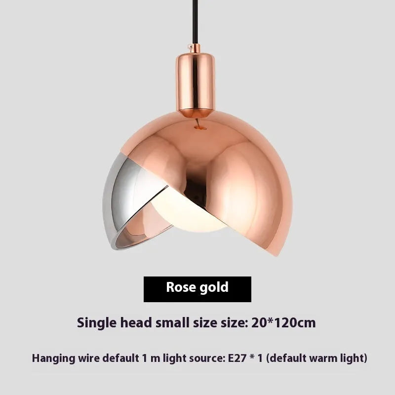 20cm diameter single-head droplight ceiling lamp in champagne gold with integrated warm LED light