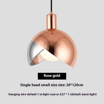 20cm diameter single-head droplight ceiling lamp in champagne gold with integrated warm LED light
