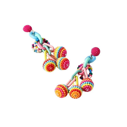 Handmade bohemian shell tassel earrings for women with colourful flower and geometric drop design