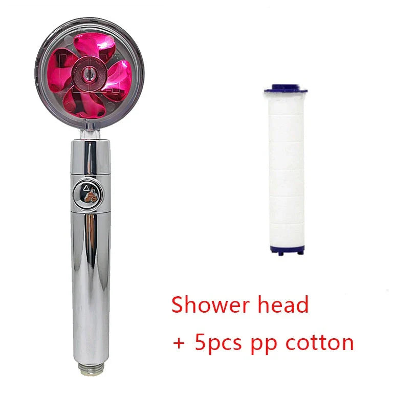 360° Rotating Shower Head with Built-In Fan - Premium ABS Plastic Construction, Water-Saving High-Pressure Spray