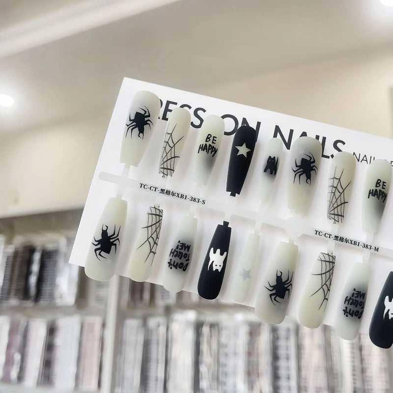 Cartoon Ancient Style Wansheng YT2 Manicure Short Ladder Glossy Seal Layer Nail Stickers 40 Pieces Per Set Retro Solid Colour Sweet Cool European American Style for Ladies