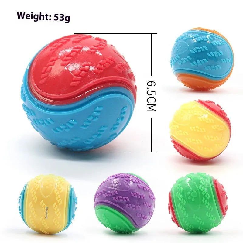 6.5cm TPR dog training ball in multiple colour combinations including red-blue and luminous option