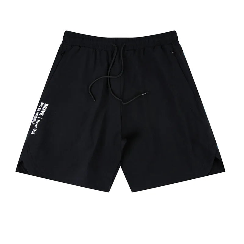 Men's quick-dry running shorts in polyamide-spandex blend fabric shown in black, blue and grey colour options