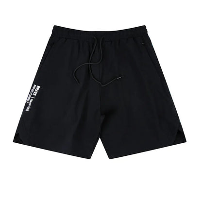Men's quick-dry running shorts in polyamide-spandex blend fabric shown in black, blue and grey colour options