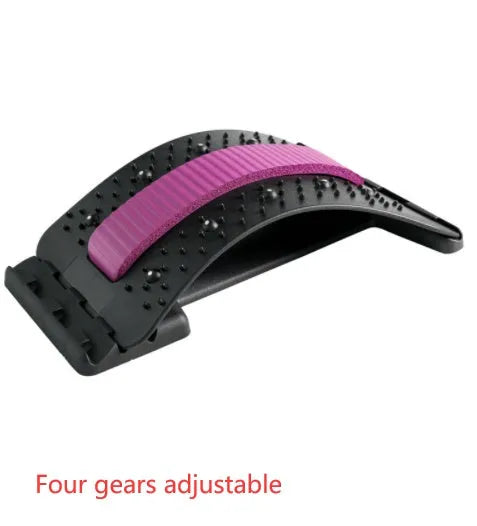 Adjustable back stretcher massager with multiple massage heads for lumbar spine pain relief