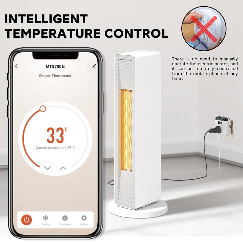 Thermostatic smart socket European standard single-gang two-outlet remote and voice control UK plug 3680W 16A rated ABS V0 flame retardant white 88mm wireless total control
