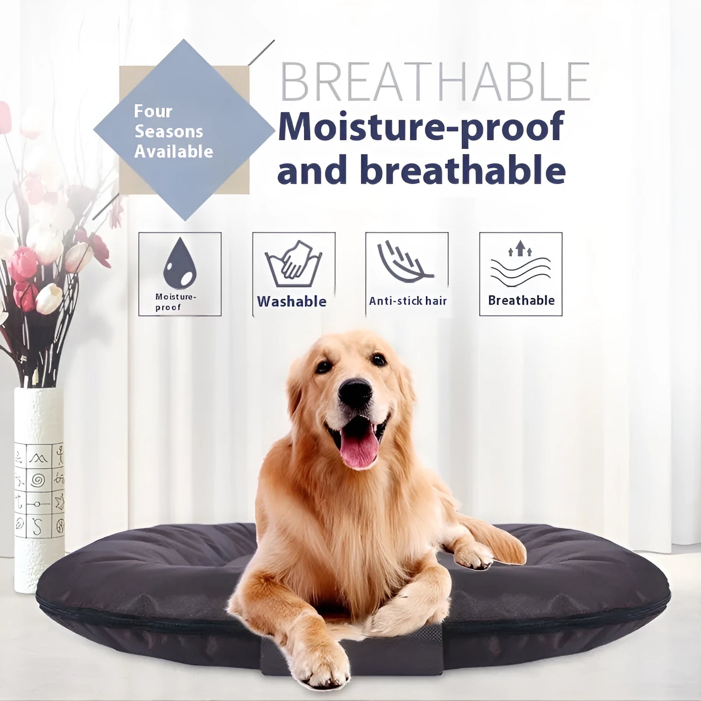 Removable Oxford cloth pet mattress for dogs with PP cotton filling in black, grey, red or brown