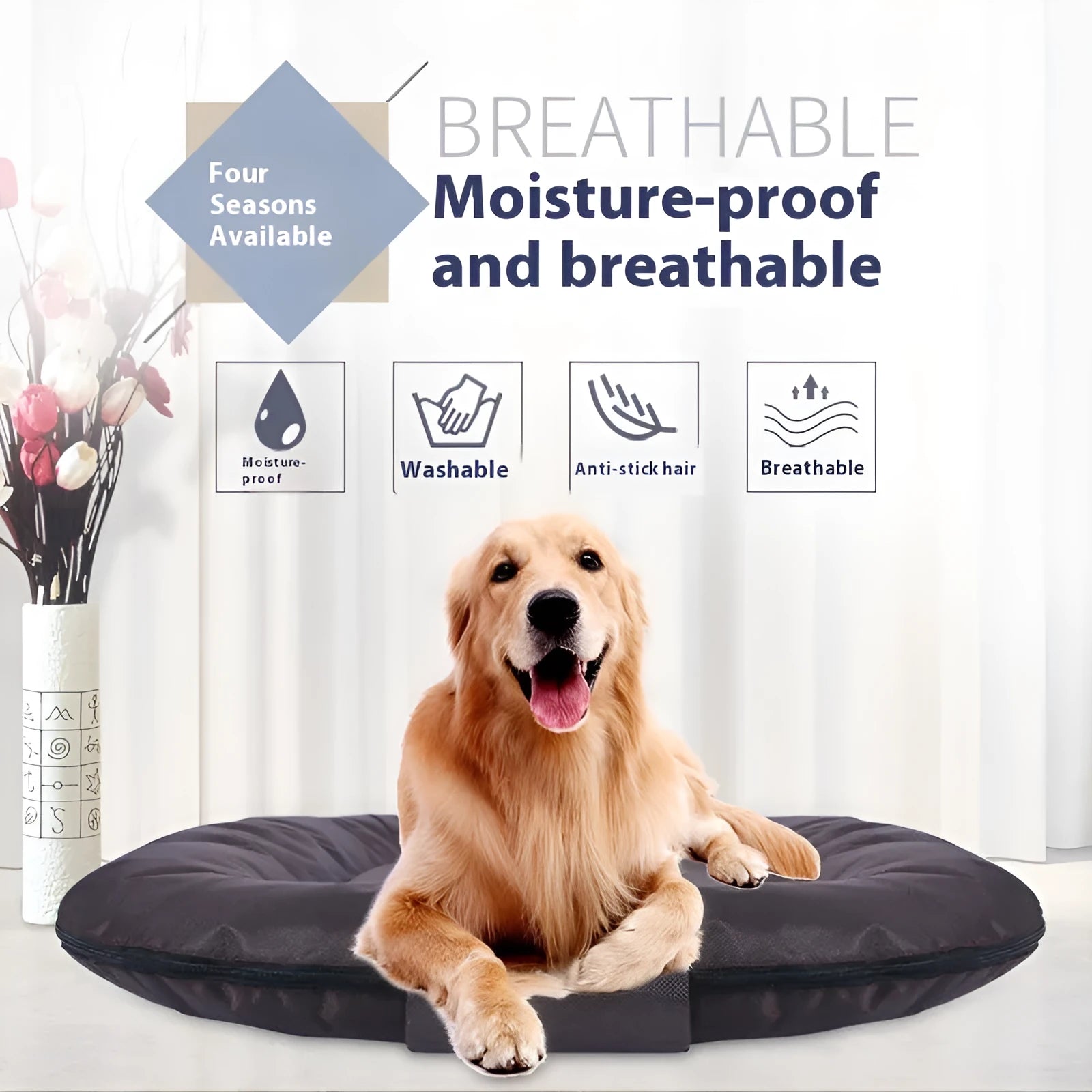 Removable Oxford cloth pet mattress for dogs with PP cotton filling in black, grey, red or brown