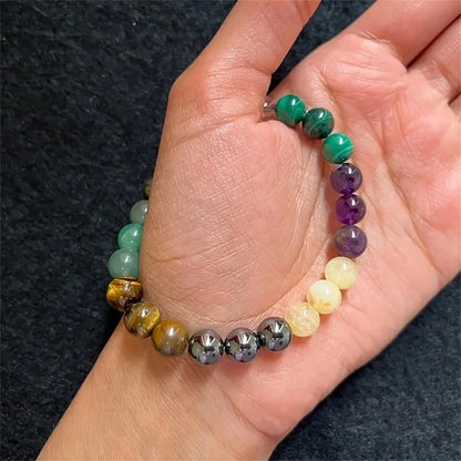 Amethyst green dongling stone beaded bracelet with French retro style