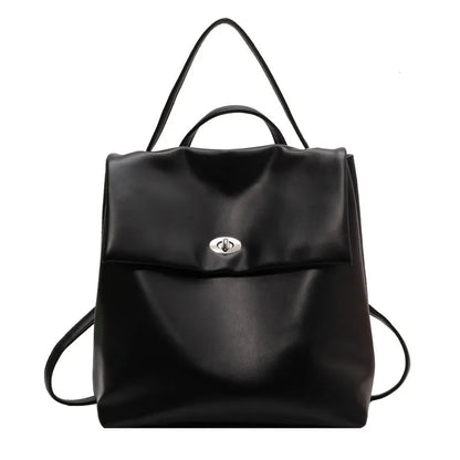 Retro large capacity women's backpack in PU with diamond grid and chain detail, free size, available in beige, black, silver, and brown