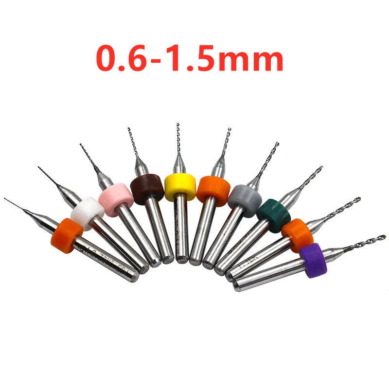 Tungsten steel PCB drill bits with fixed shank and 0.1-1.2mm blade diameter for circuit board drilling
