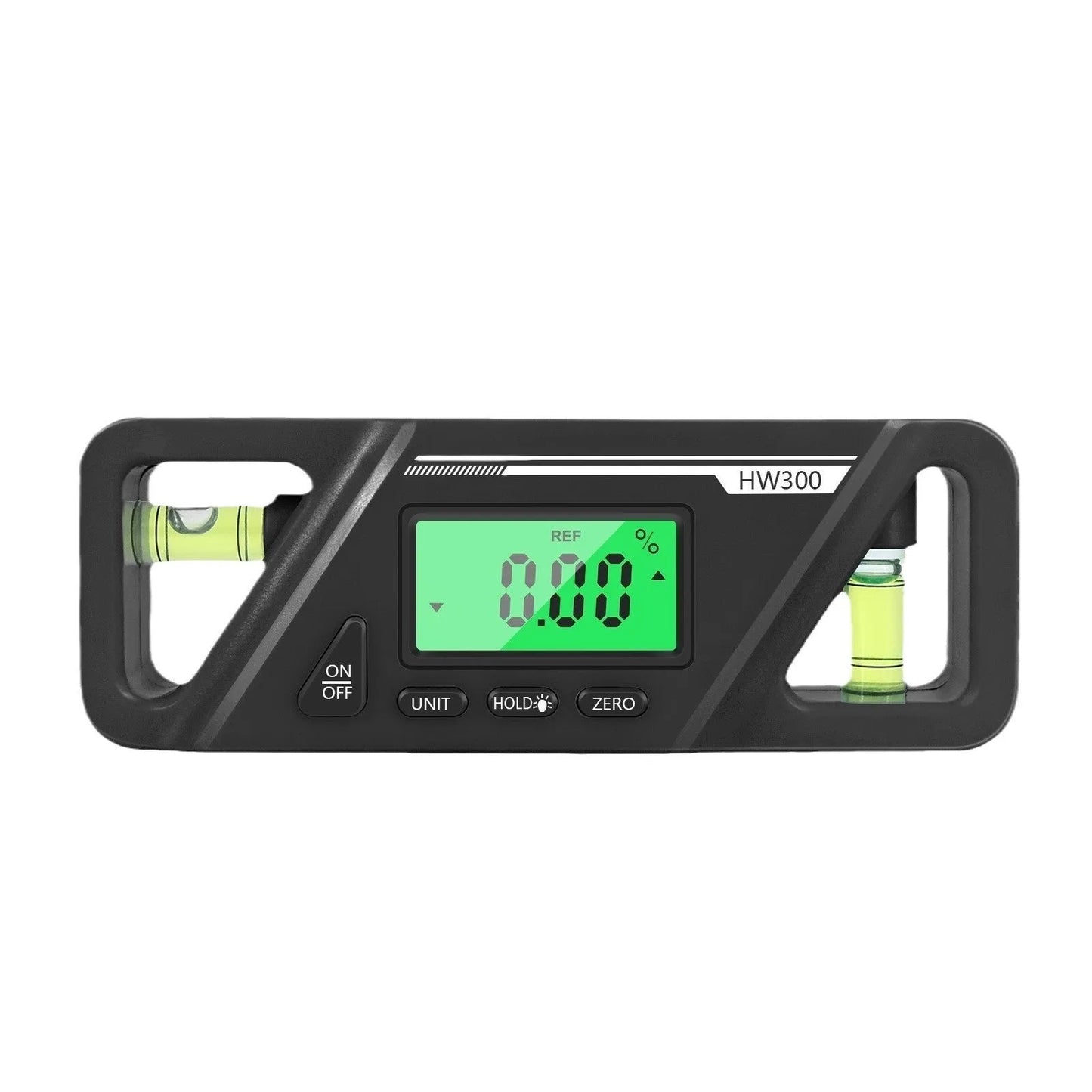 HW300 series black digital inclinometer level meter with magnetic base and LCD display