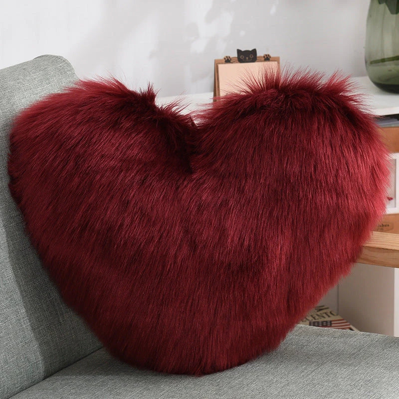 Soft, plush heart-shaped decorative throw pillow covers in various colors for living room and bedroom decor