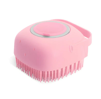Yellow silicone shower brush with 45cm handle and 10cm x 8cm brush head containing 3,000 bristles