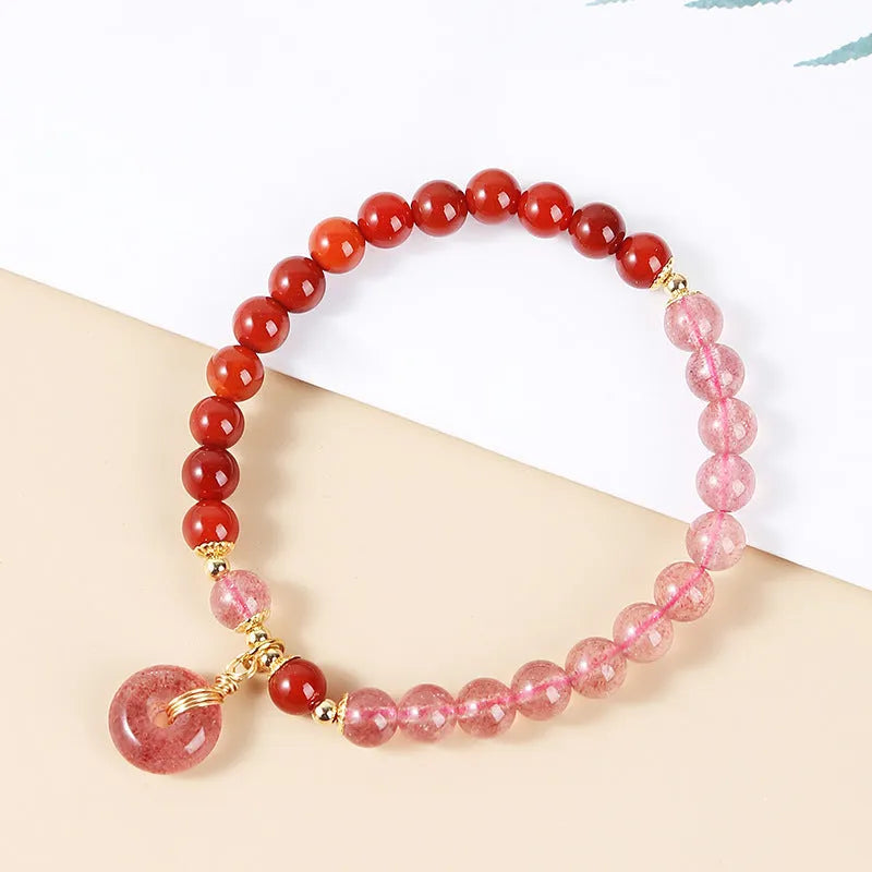 Green natural crystal Chinese-style bracelet for women and girls