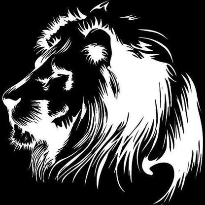 Personalized meditation lion car sticker in black or white, reflective material, 20 x 19.5 cm