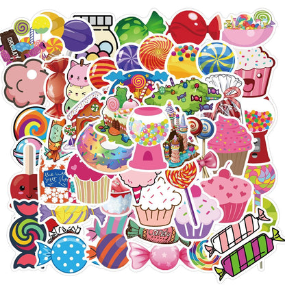 Candy series graffiti colour sticker pack with 50 colourful cartoon adhesive stickers