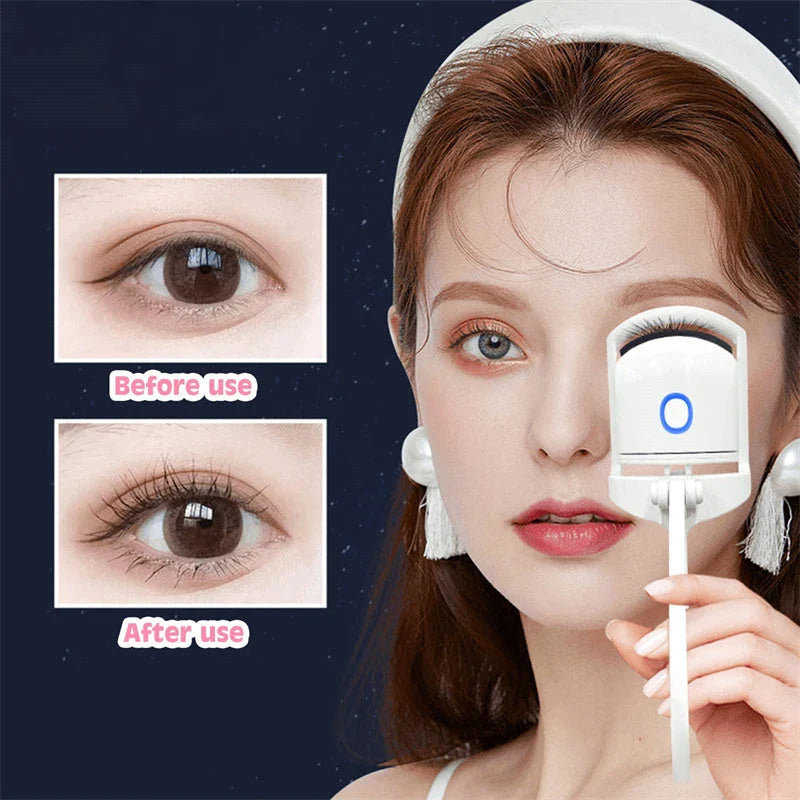 Heated Eyelash Curler with Dual Temperature Settings and Rechargeable Battery for Long-Lasting, Natural-Looking Curl