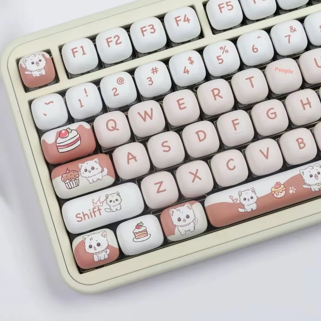 Cartoon dessert cat MOG round key cap with sublimation printing for mechanical keyboards