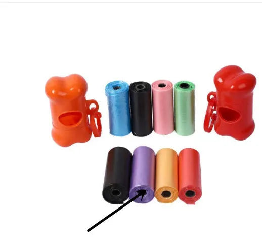 Coloured dog waste bags for pet cleanup measuring 22.5 by 30 centimetres