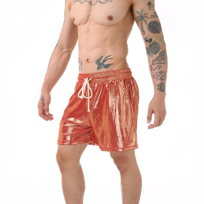 Men's silver polyester casual home pants laid flat, showing relaxed fit.