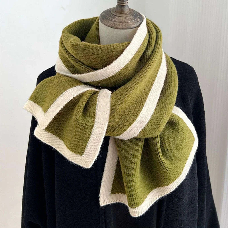 Premium knitted wool scarf in various classic British colours, including red, camel, grey, black, beige, and army green