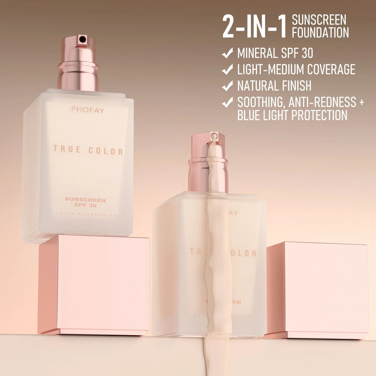 Matte Sunscreen Liquid Foundation SPF 30 - Water-Resistant Foundation ...