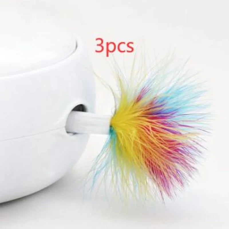 Electric cat toy with automatic donut turntable and feather accessories