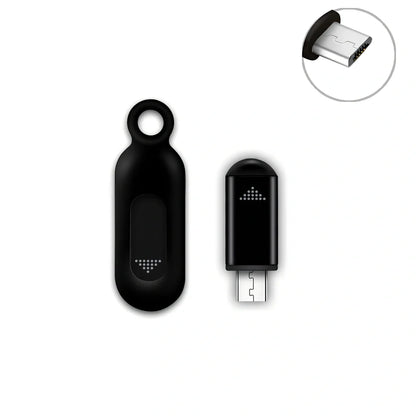 Black mobile phone infrared remote control learning device measuring 42mm by 14mm by 8mm with smartphone connection