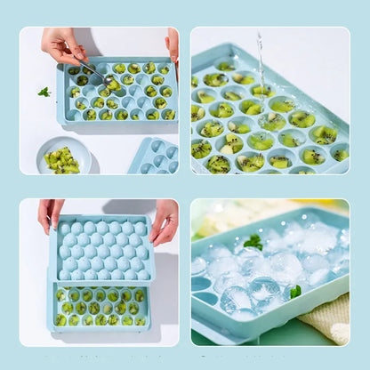 Sky blue and pink 3D round ice moulds creating spherical ice balls for drinks