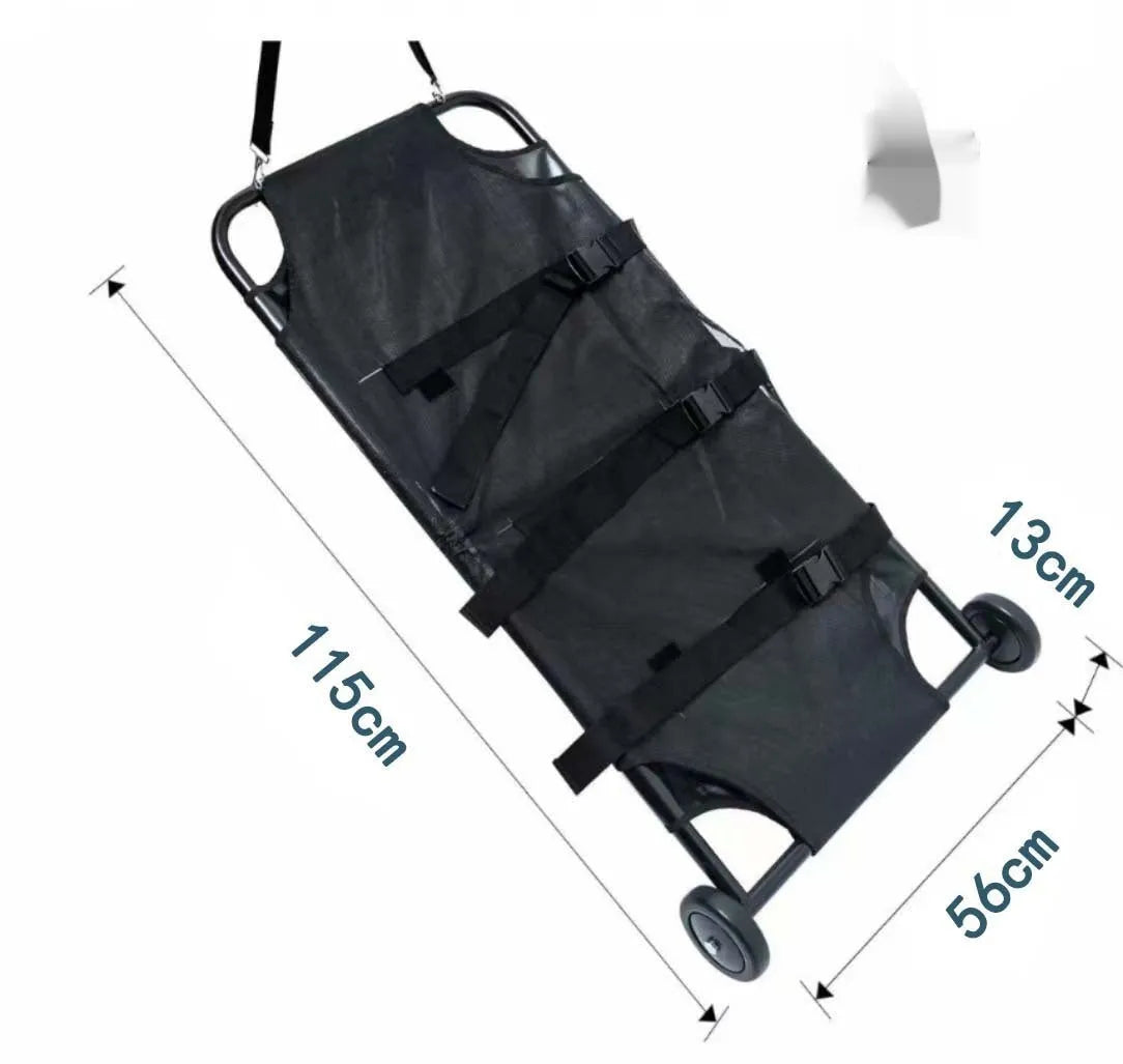 Black aluminium alloy folding pet stretcher for large dog emergency transport