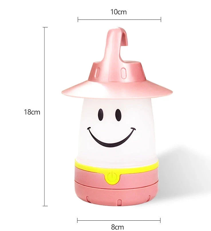 Smile-shaped LED lanterns with flexible handles for camping, boating, and bedroom use