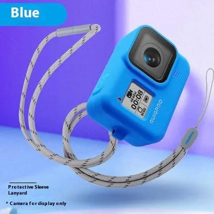 GoPro Hero8 Black silicone protective sleeve with anti-lost carrying strap in blue
