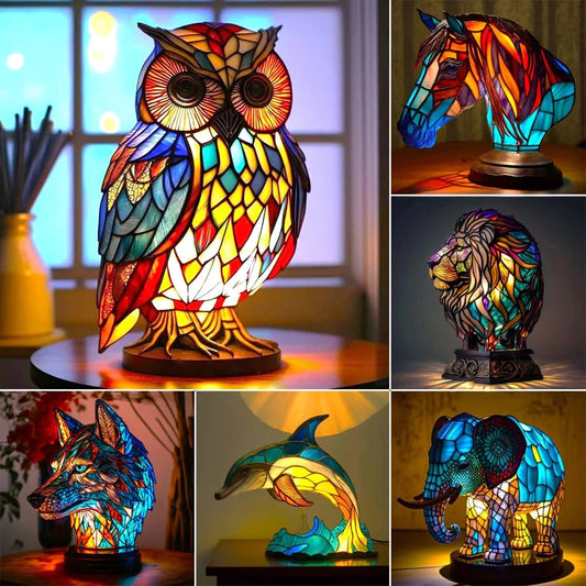 3D coloured animal desk lamp with USB plug in various animal designs
