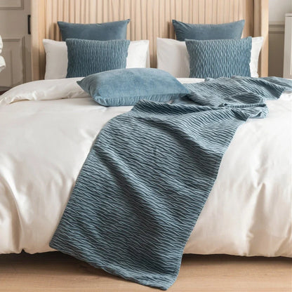 Pure cotton bed flag with texture pillow cover in various colours and UK bed sizes