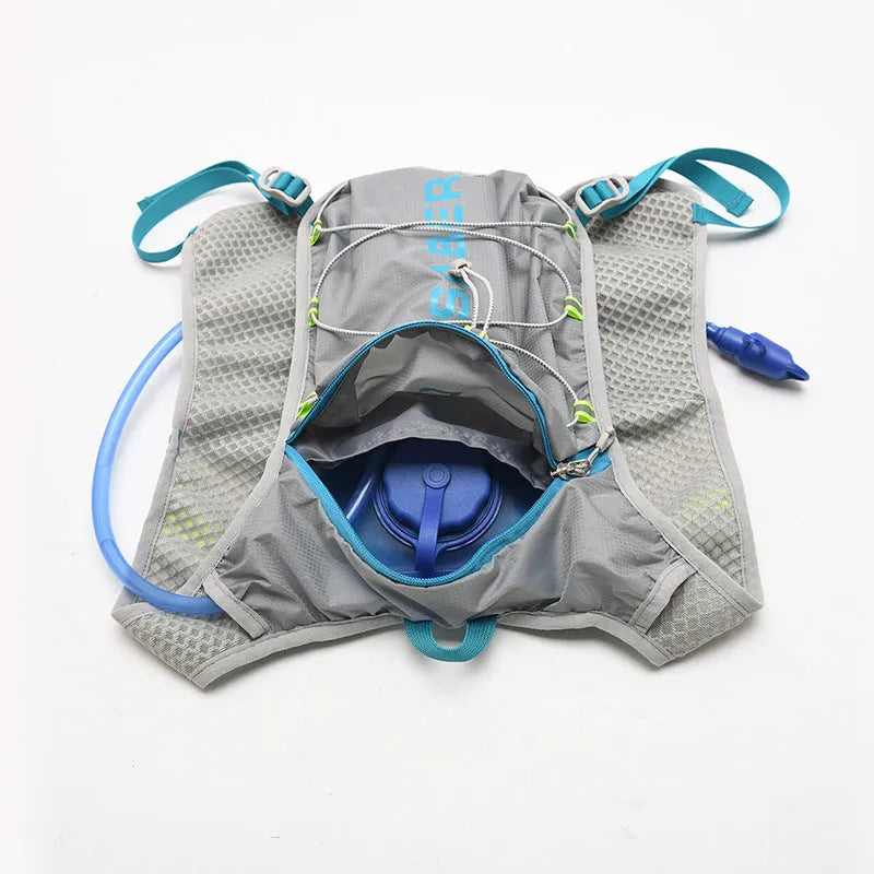 Multifunctional nylon running backpack with reflective strips, shown in one of six colour options.