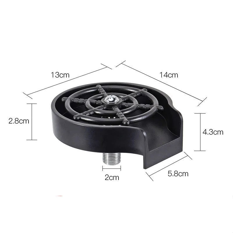 Automatic cup washer faucet with high-pressure spray nozzle for bar and kitchen counters.