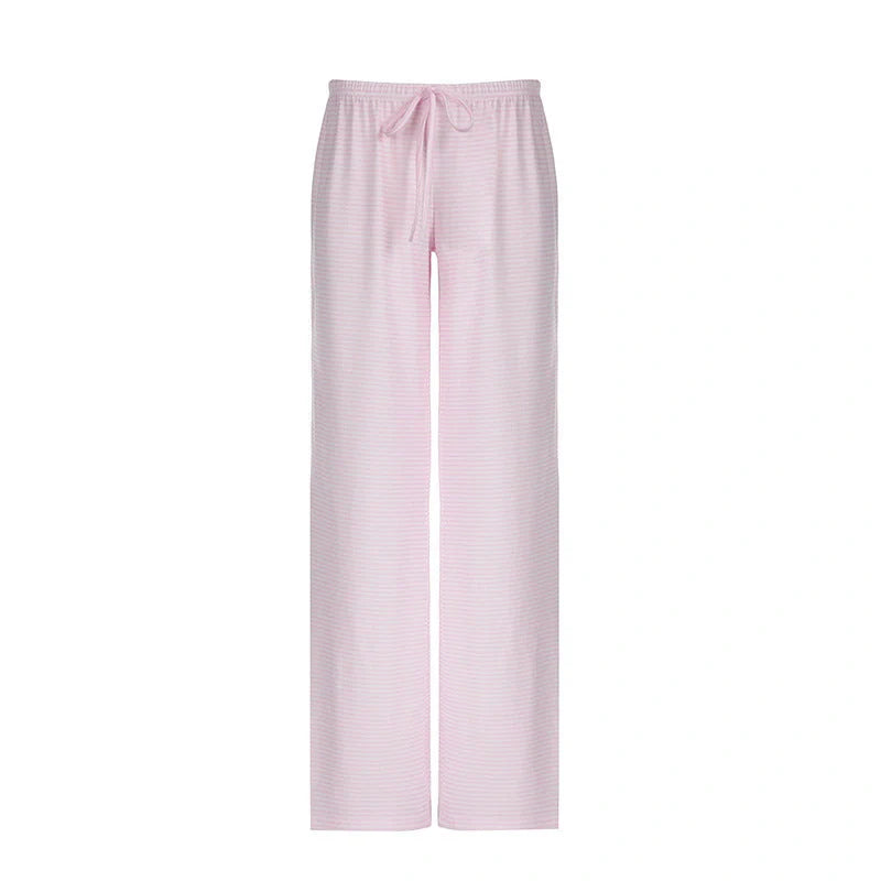 Stylish women's striped wide-leg trousers with lace-up detail in various colors
