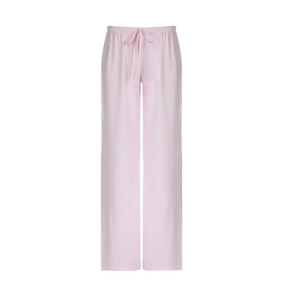 Stylish women's striped wide-leg trousers with lace-up detail in various colors