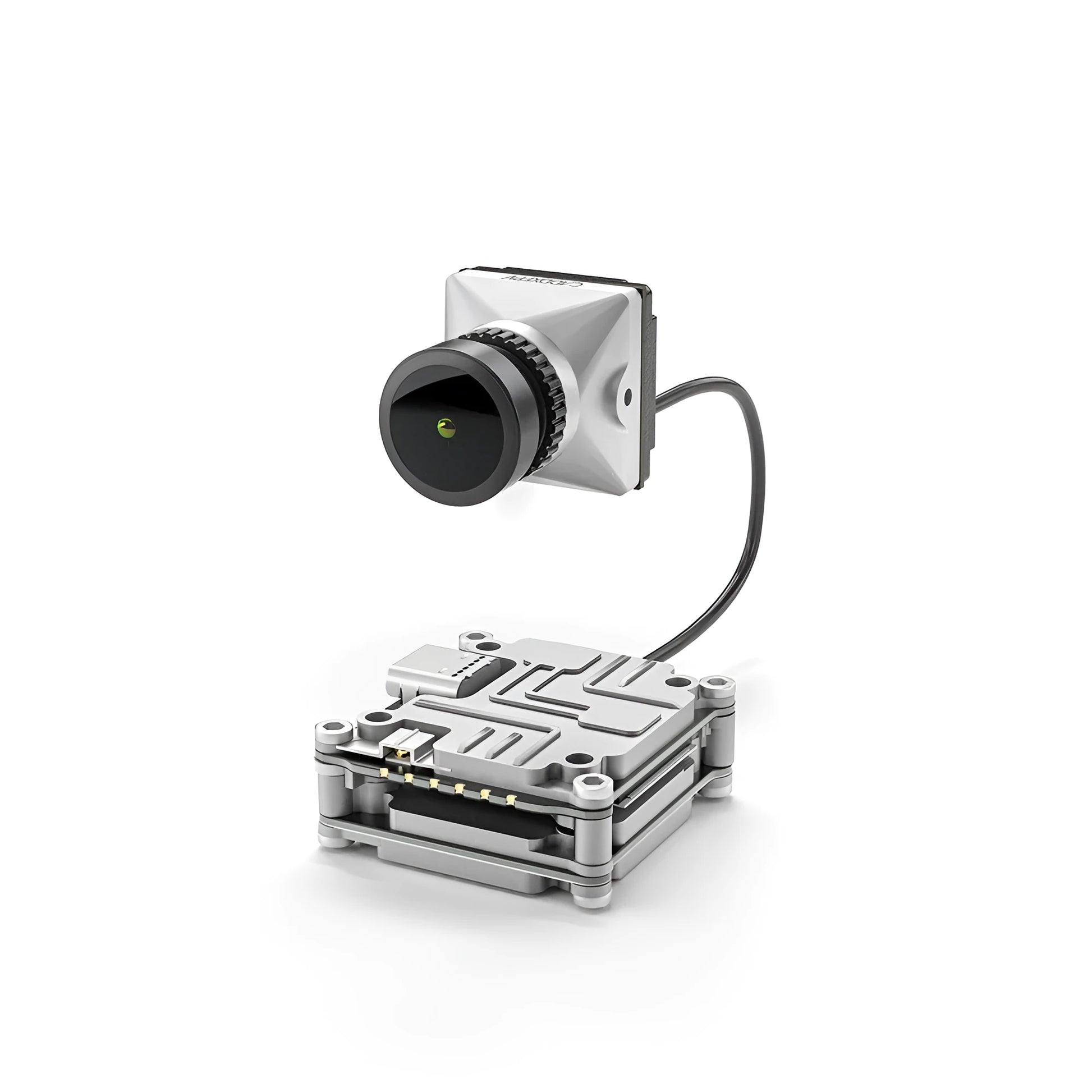 Silver Caddx ADAPTS DJI FPV digital image transmission Vista kit with screws, spacers, and cables.