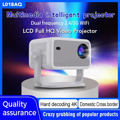 Full HD video projector with 1920x1080 resolution, 300 ANSI lumens brightness, plastic body, and power cord.