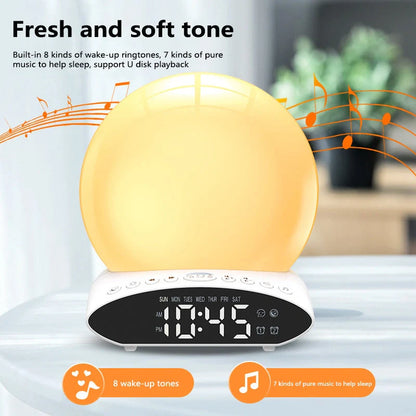 Wake-up Light Alarm Clock with sunrise simulation and FM radio features