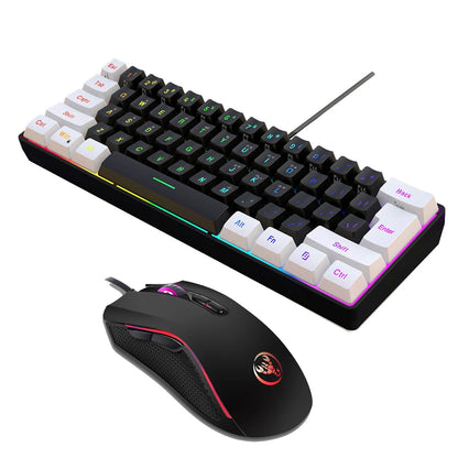 V700WB A869 black and white gaming keyboard and mouse combo with backlight on a desk